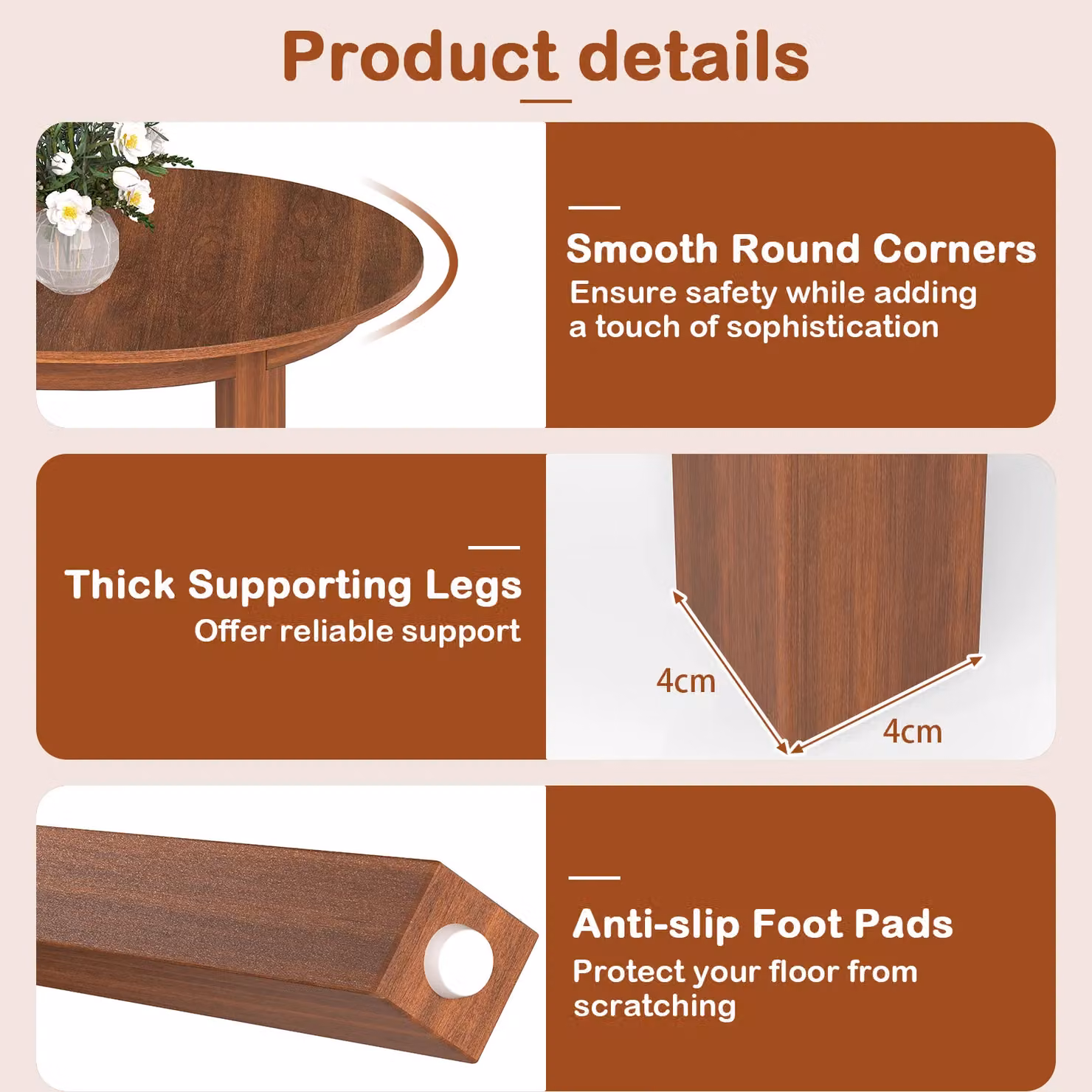 Costway Modern Oval Wooden Dining Table in Brown, W/D/H: 110 x 77 x 78 cm – 8