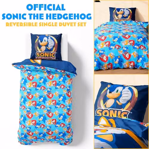 Get Trend Sonic the Hedgehog Single Duvet Cover and Pillowcase Set, Blue and Multicolour, W/D/H: 135 x 200 cm – 2