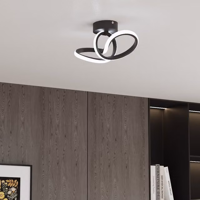 Livingandhome Modern LED Sailboat Design Ceiling Light in Black