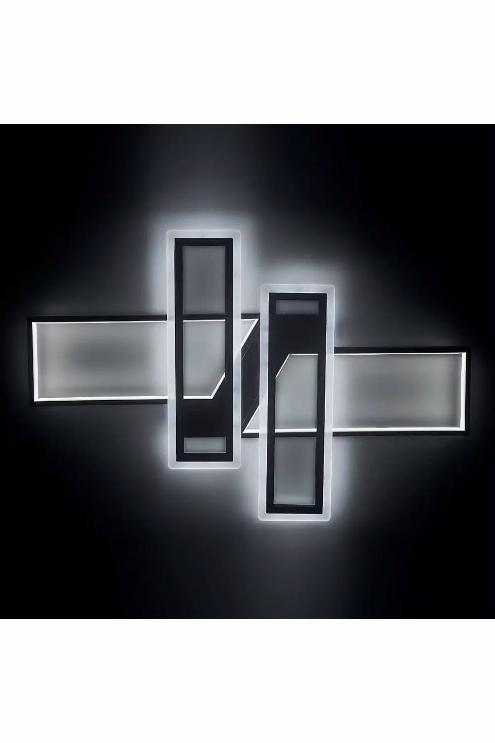 Living and Home Chic Geometric Interlaced Rectangular LED Ceiling Light in Black – 5