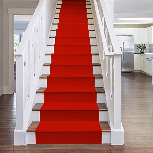 runrug Plain Red Stair Runner Rug, Stain Resistant and Antistatic, W: 60 cm, L: 570 cm