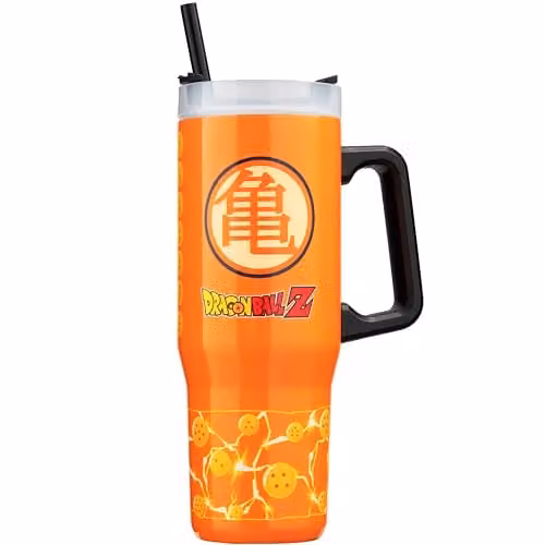 Get Trend Dragon Ball Z Insulated Stainless Steel Tumbler with Straw and Handle, Orange, 920ml