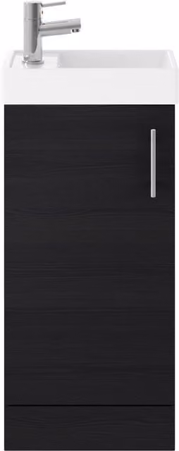 Balterley Saint Contemporary Floor Standing Bathroom Vanity Unit with Rectangular Basin and Soft-Close Door, Charcoal Black, W: 40.5 cm, H: 86.1 cm, D: 40.5 cm