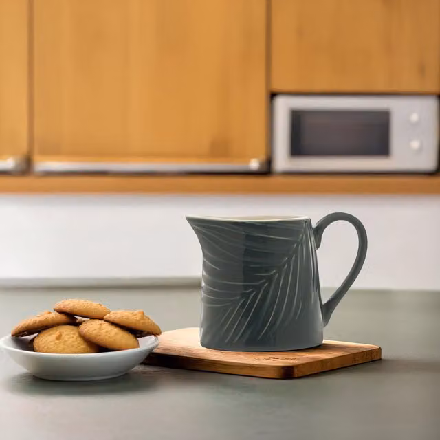 Orsina Ceramic Milk Jug in Green with Floral Embossed Detailing