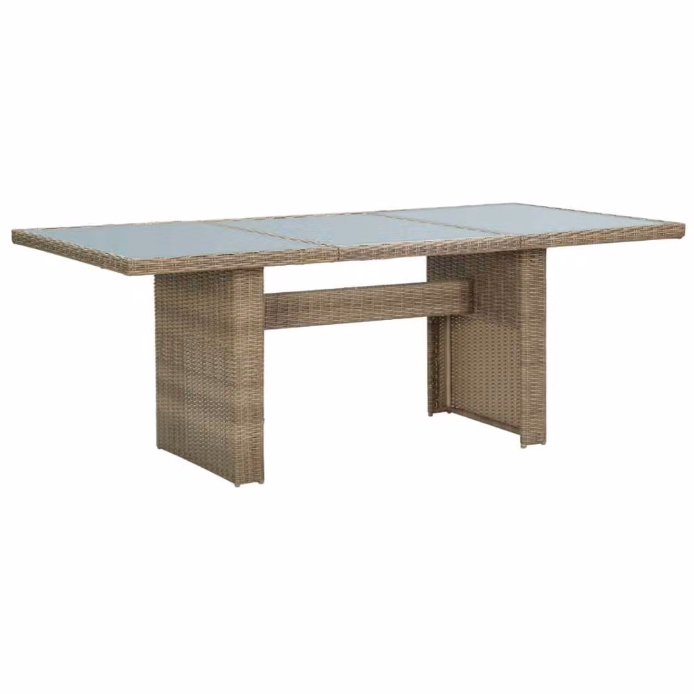 Berkfield Home Brown Poly Rattan and Glass Garden Dining Table W/D/H: 200 x 100 x 74 cm – 2