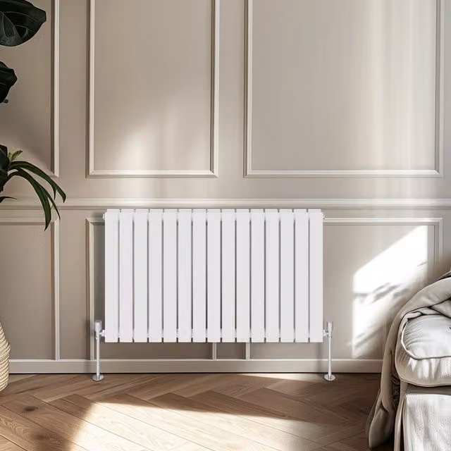 Right Radiators Double Panel Flat Panel Horizontal Radiator, White, H: 60 cm, W: 102 cm