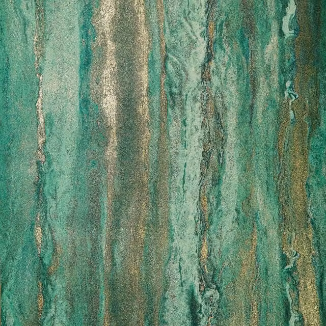 I Love Wallpaper Zurich Metallic Wallpaper Sample in Emerald Green and Metallic Gold