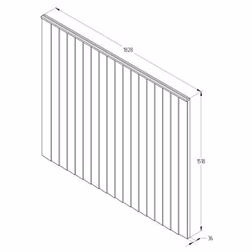 Forest Garden Pressure Treated Brown Vertical Board Wood Fence Panel, Pack of 4, H: 154 cm, W: 182.8 cm – 2
