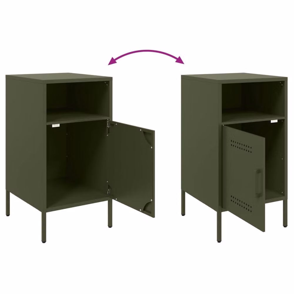 Berkfield Home Set of 2 Industrial Metal Bedside Cabinets in Olive Green, W/D/H: 36 x 39 x 68 cm – 4