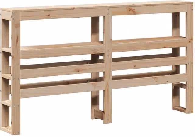 Berkfield Home Rustic Solid Wood Pine Headboard with Integrated Bedside Shelves in Beige, Width: 120 cm
