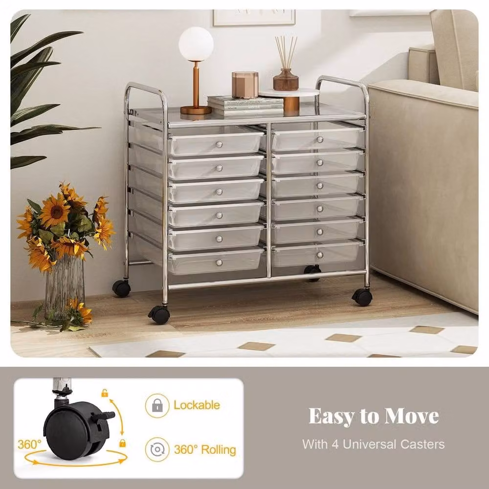 Kelvenix 12 Drawer Multi-Purpose Utility Cart in Transparent – 2