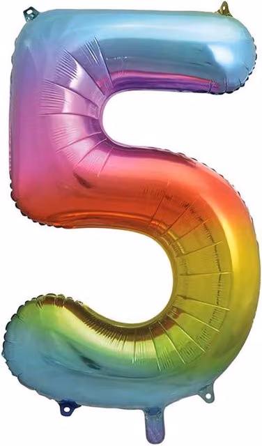 Unique Party Glitz Number 5 Birthday Balloon in Multicolour