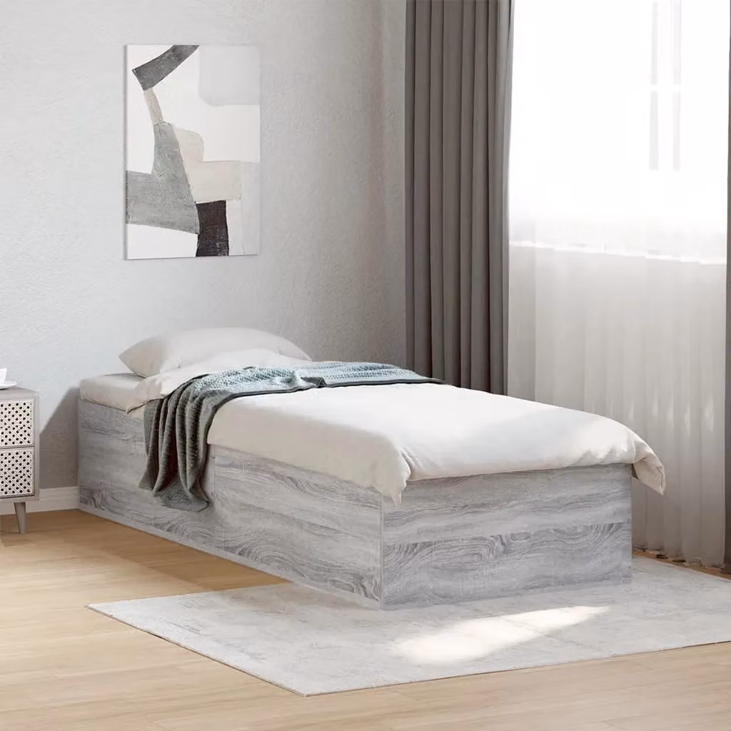 Berkfield Home Sonoma Bed Frame in Grey, W/D/H: 90 x 200 cm – 2