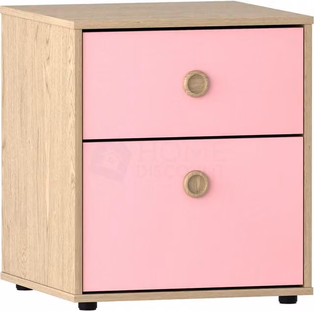 Kelvenix 2 Drawer Chest of Drawers in Pink for Childrens Bedrooms, W/D/H: 39.5 x 39.5 x 45.7 cm