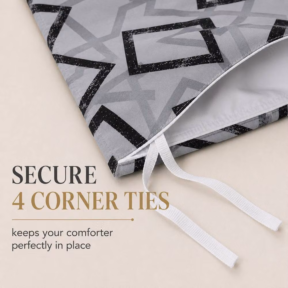 Grace Modern Reversible Microfibre Duvet Cover Set in Grey, Single, 90 x 200 cm – 6