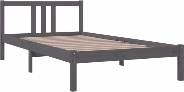 Berkfield Home Beautiful Bed Frame in Grey Solid Pine Wood, W/D/H: 100 x 200 x 69.5 cm