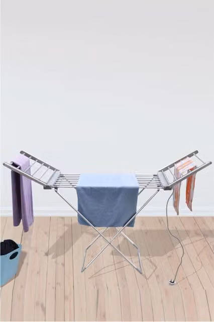 Groundlevel Extra Large Heated Electric Winged Clothes Airer in Silver