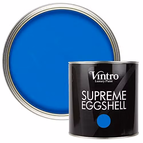 Vintro Water Based Satin Gloss Eggshell Paint for Interior and Exterior Walls, Wood and Trim, Cobalt Blue, 2.5 l
