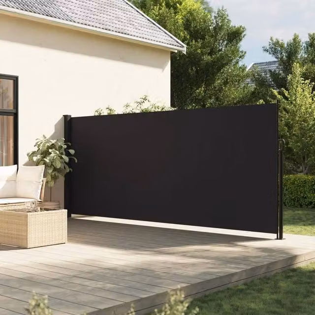 Berkfield Home Retractable Side Awning in Black, Wall-Mounted Polyester, W/H: 500 x 160 cm – 1