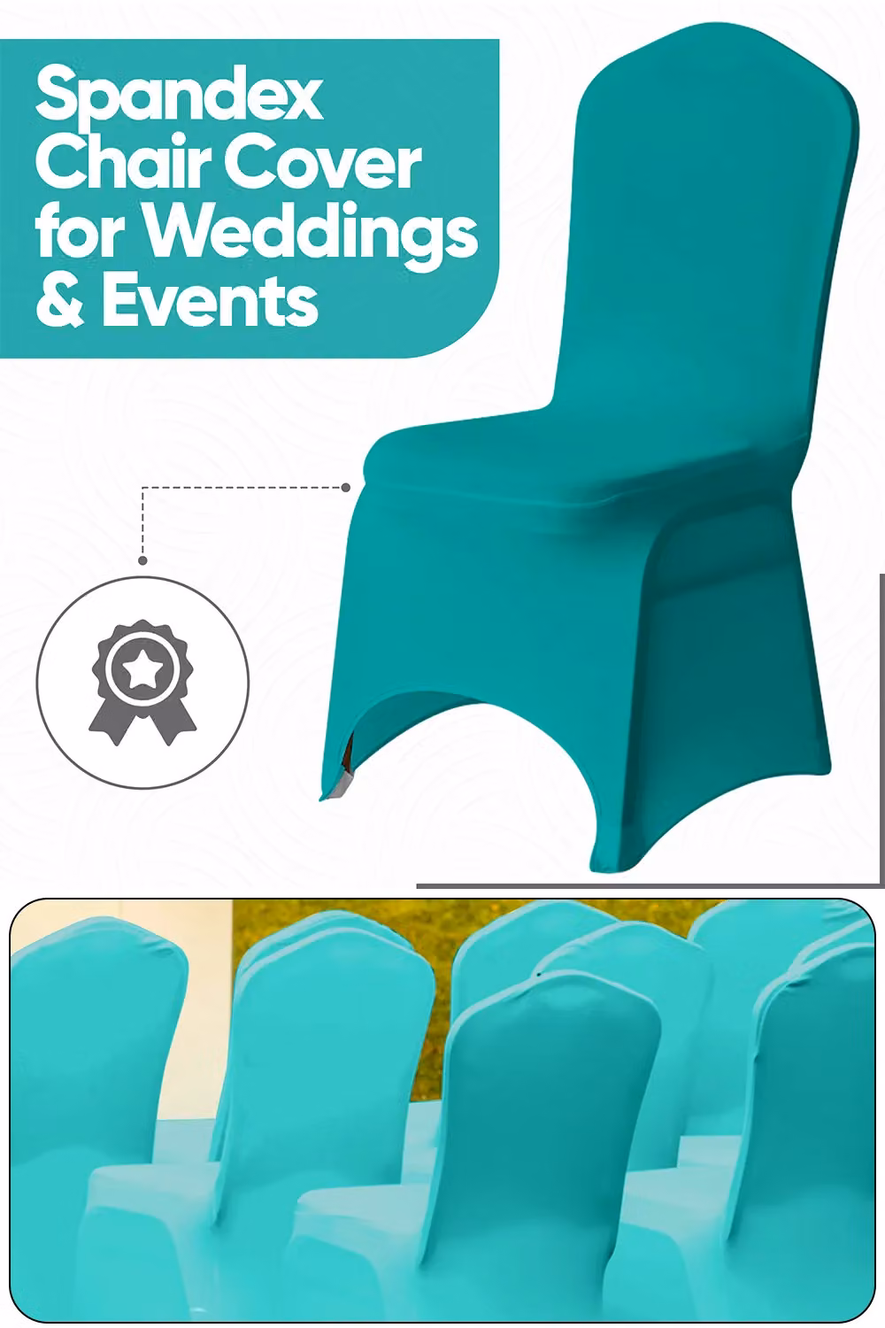 Neel Blue 10-Piece Turquoise Spandex Arched Front Dining Chair Slipcovers, Stretchable and Washable Fabric – 3
