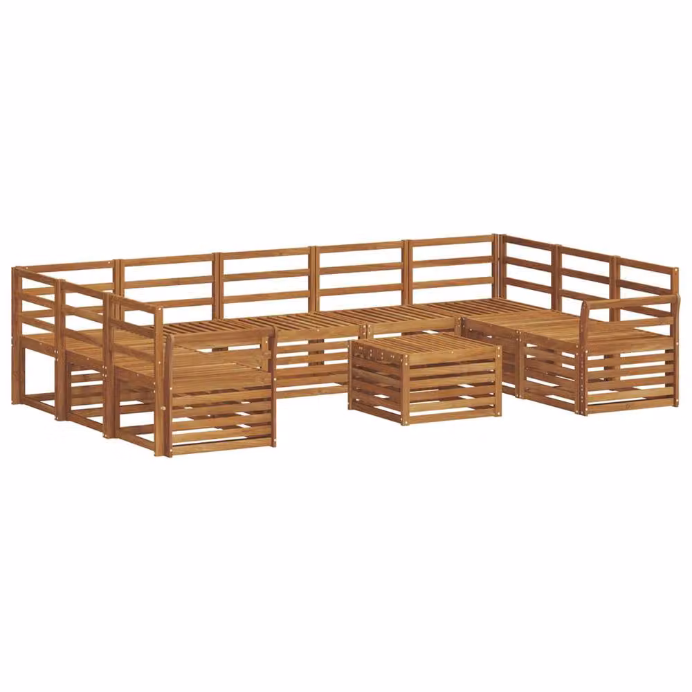 Berkfield Home 10 Piece Sofa Set in Brown Natural Solid Acacia Wood – 2