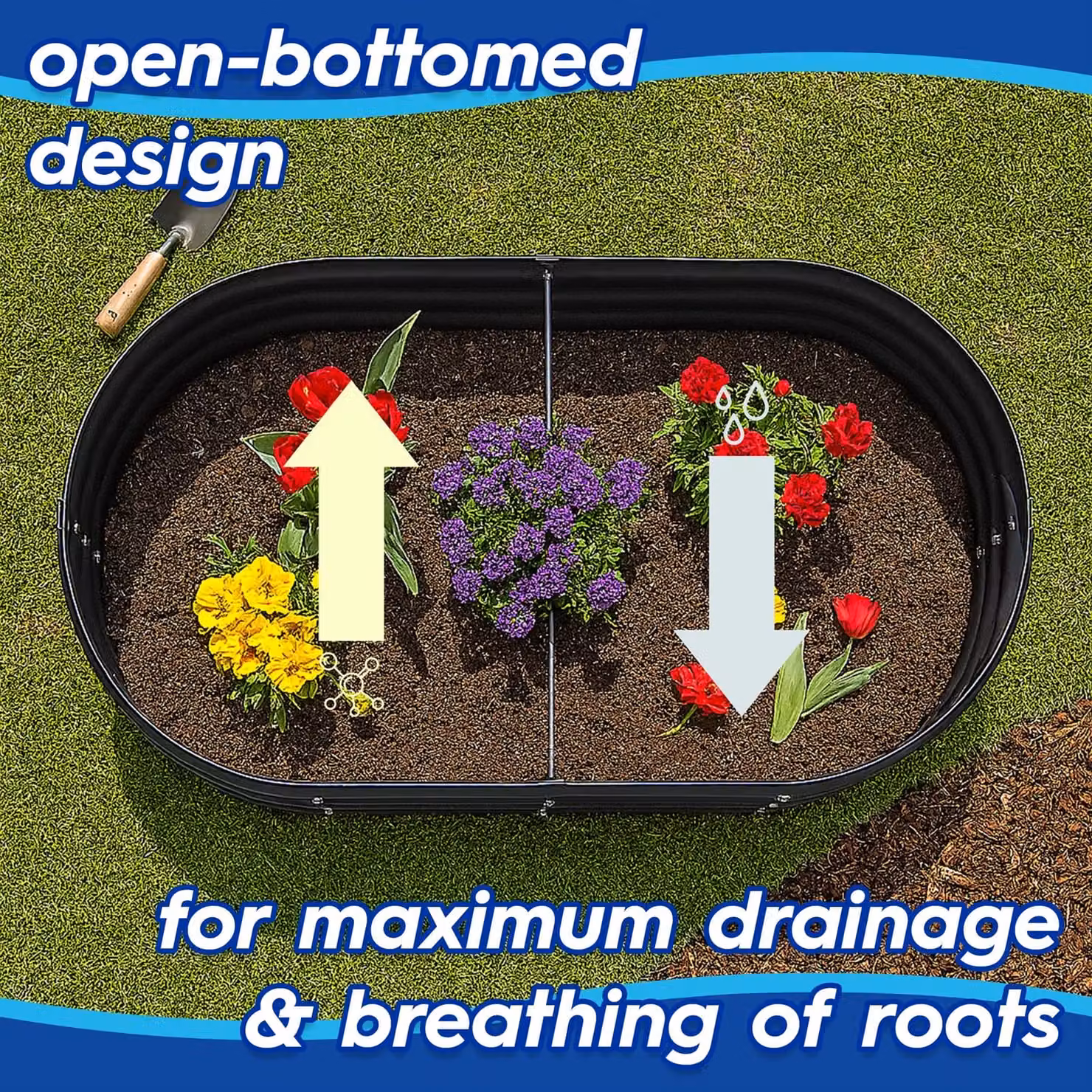 Harbour Housewares Set of 2 Black Galvanised Steel Rectangular Bottomless Raised Garden Beds W: 180 cm, D: 90 cm, H: 30 cm – 1