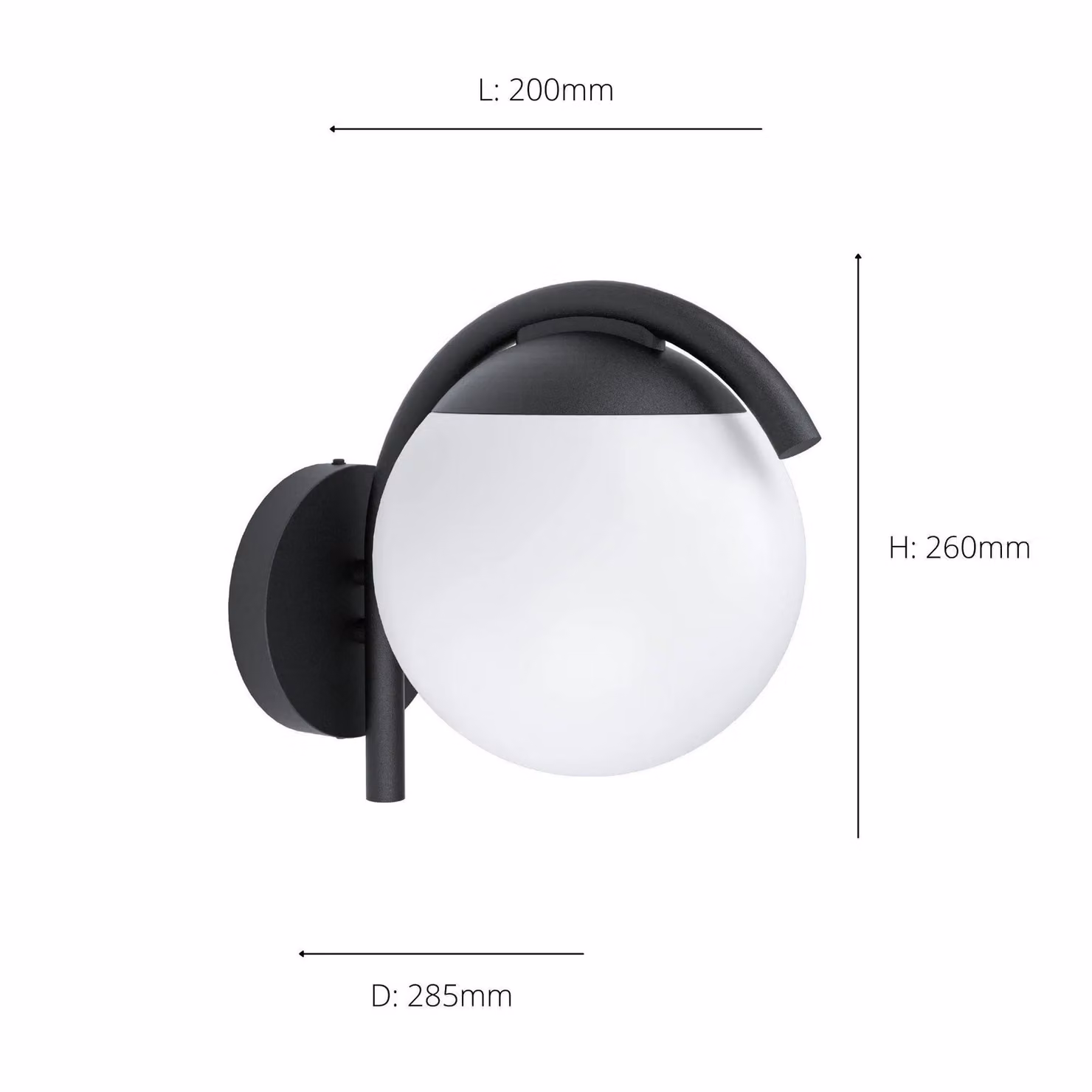 Eglo Prata Vecchia Black and White Modern IP44 Outdoor Metal and Plastic Globe Wall Light – 3