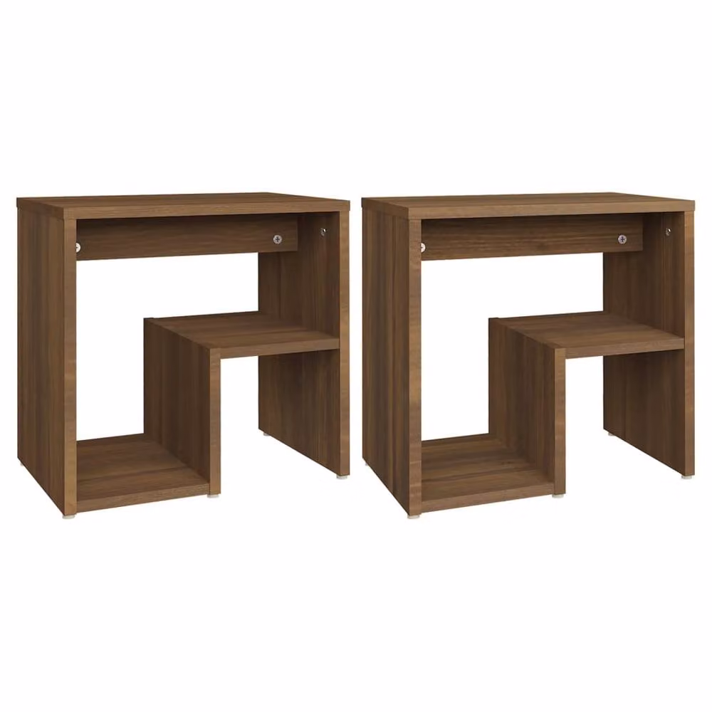 Berkfield Home Premium Bed Cabinets, 2 Piece Set in Brown Oak, W/D/H: 40 x 30 x 40 cm – 3