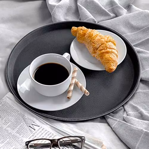 Argon Tableware Black Round Non-Slip Serving Tray, Diameter: 35 cm – 4