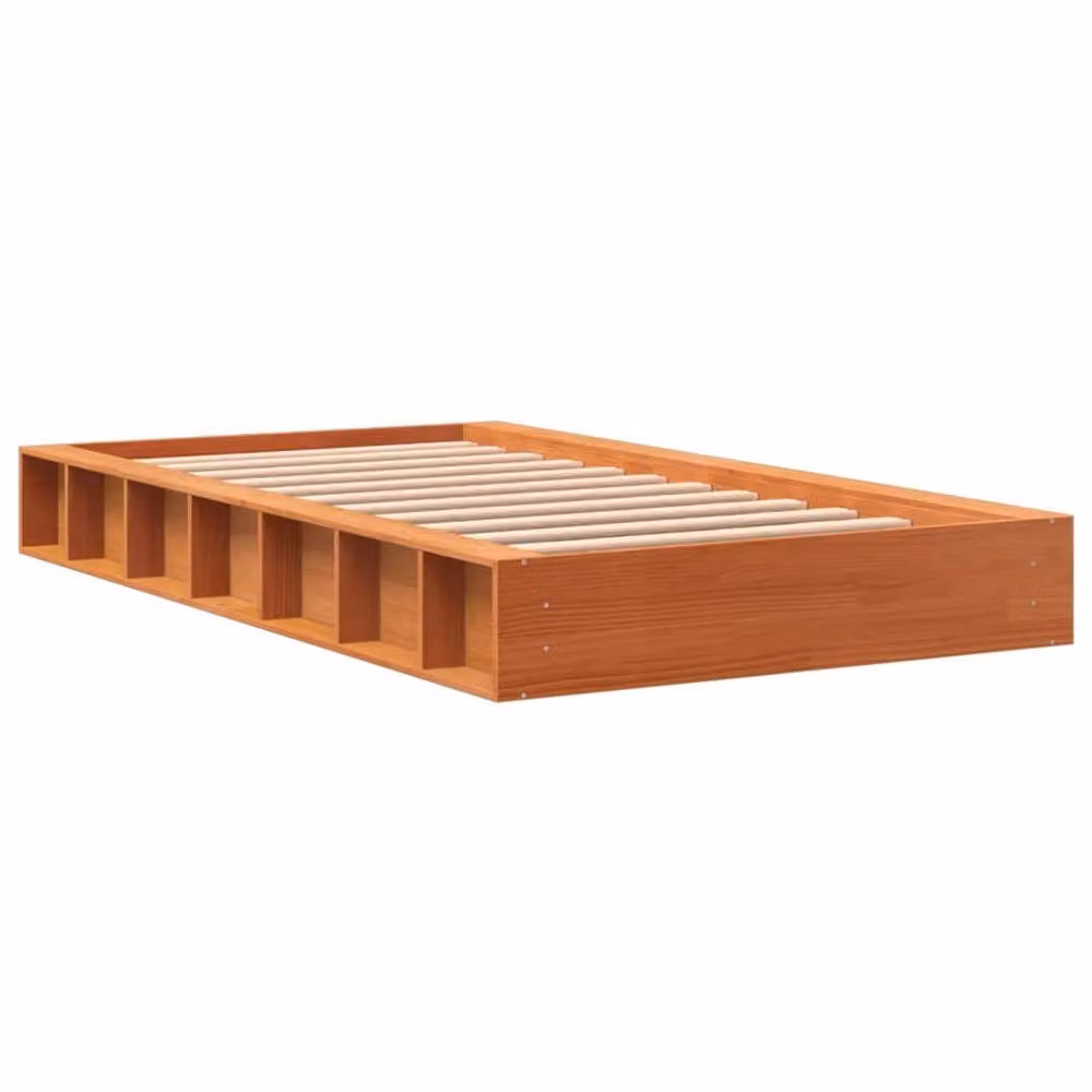 Berkfield Home Small Single Solid Wood Pine Bed Frame in Brown Waxed Finish, W: 75 cm, L: 190 cm – 3