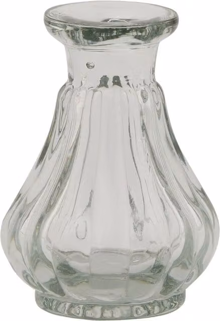 KDMK Batura Small Bud Vase 3 Minimalist Round Glass Tabletop Vase in Transparent Yellow