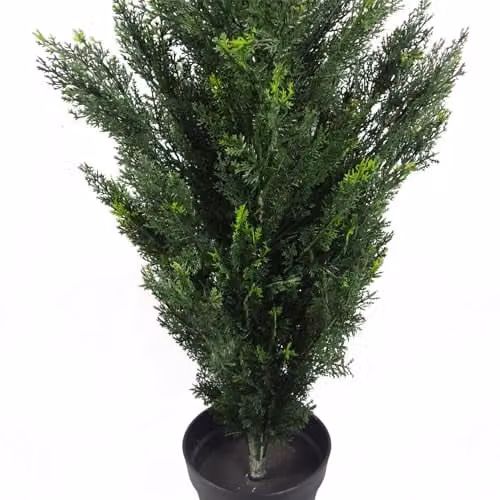 Leaf UV Resistant Artificial Cedar Cypress Topiary Tree in Green, H 120 cm x W 35 cm x D 35 cm – 4