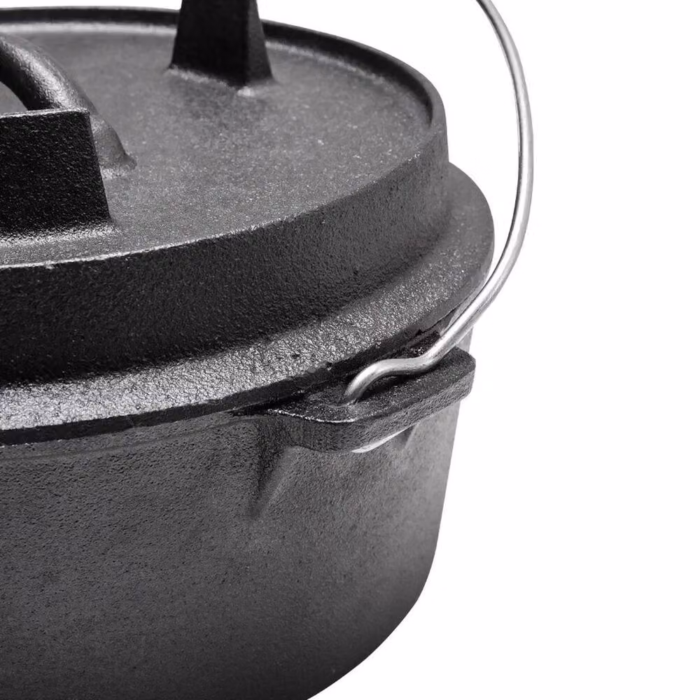 KORVIXA Pre-Seasoned Cast Iron Outdoor and Camping Dutch Oven Stew Pot in Black – 4