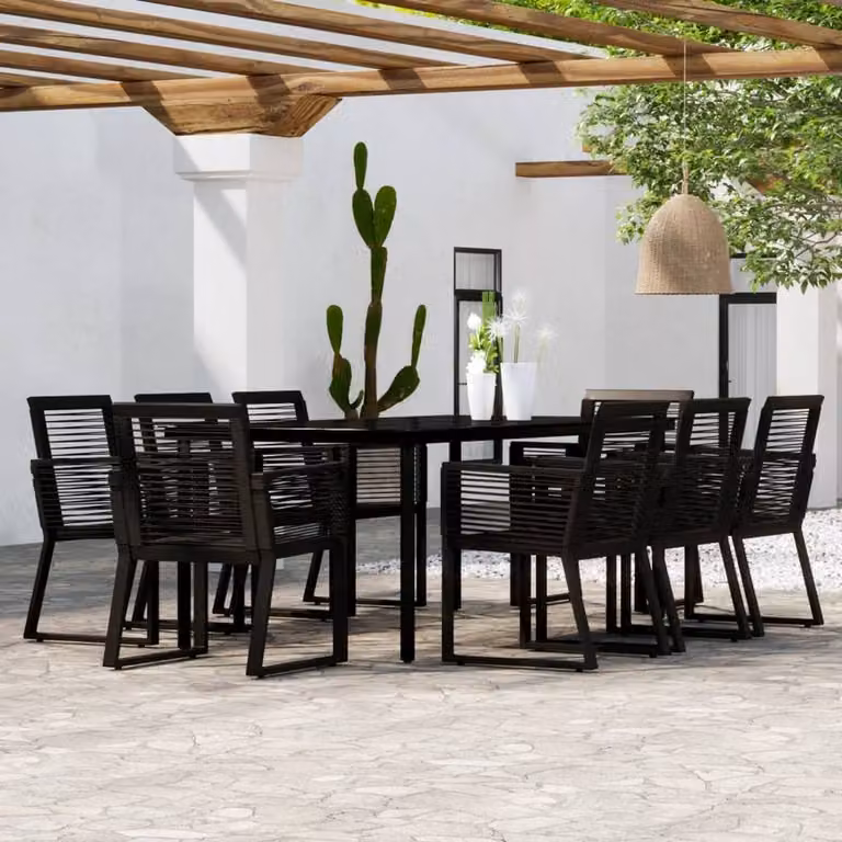 Berkfield Home 9 Piece Modern Garden Dining Set in Black