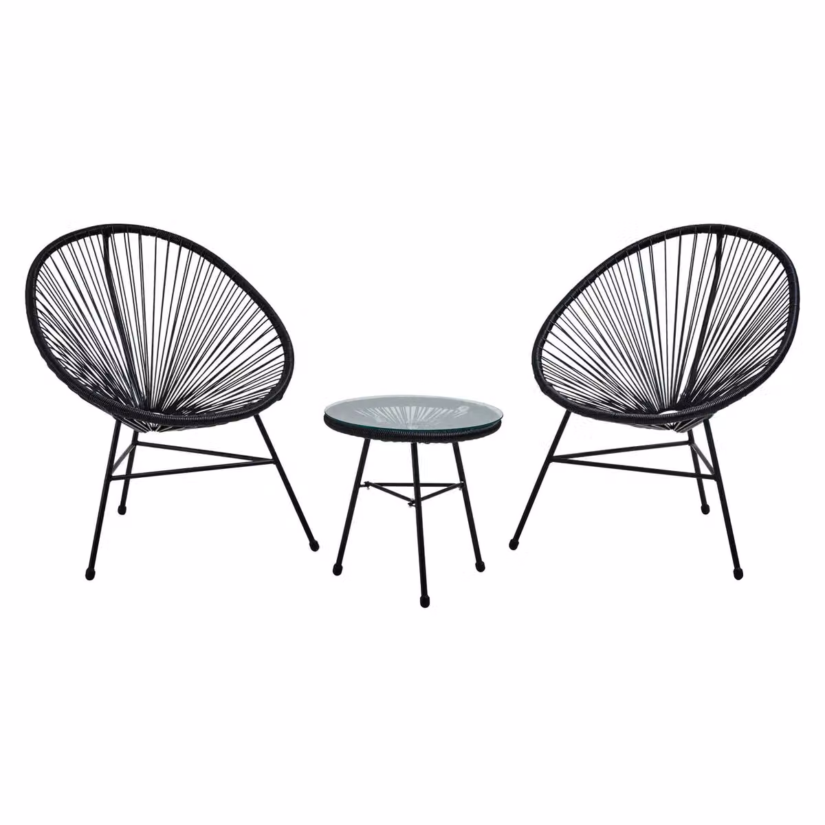 Orsina 3 Piece Black Rattan and Steel Weather Resistant Patio Set – 2