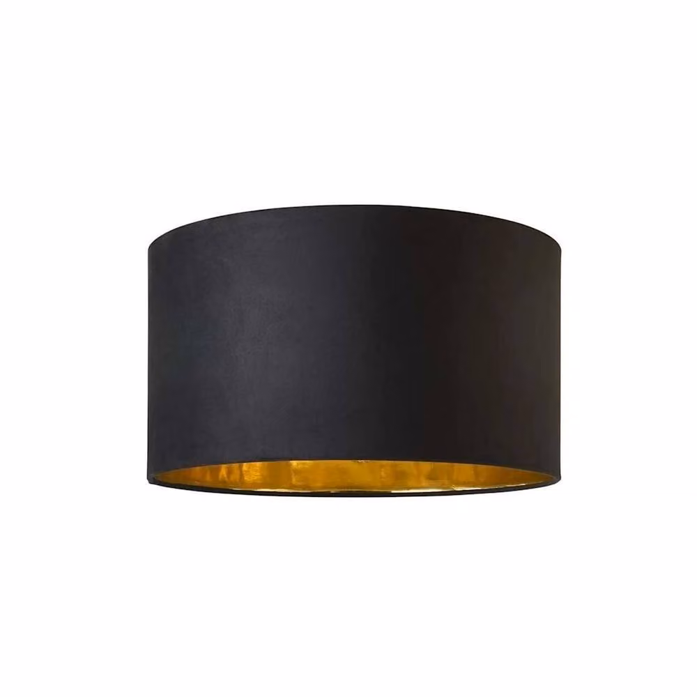 FORGEVIO Velvet Cylinder Lampshade Ceiling Light in Black and Gold – 2