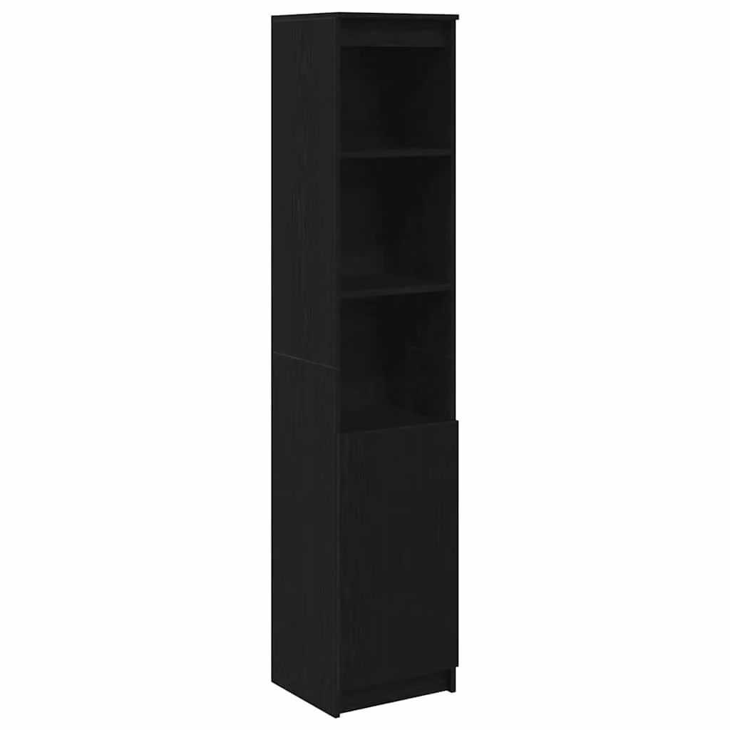 Berkfield Home Black Oak Highboard with Internal Shelves and Hinged Doors, W/D/H: 37.5 x 35.0 x 180.0 cm – 2