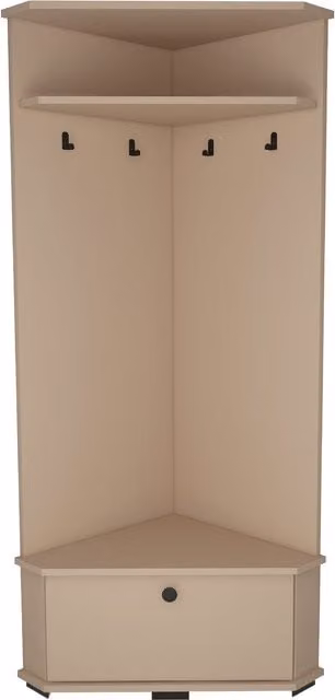 Destina Home Reina Corner Hallway Coat Rack with Cabinet in Beige