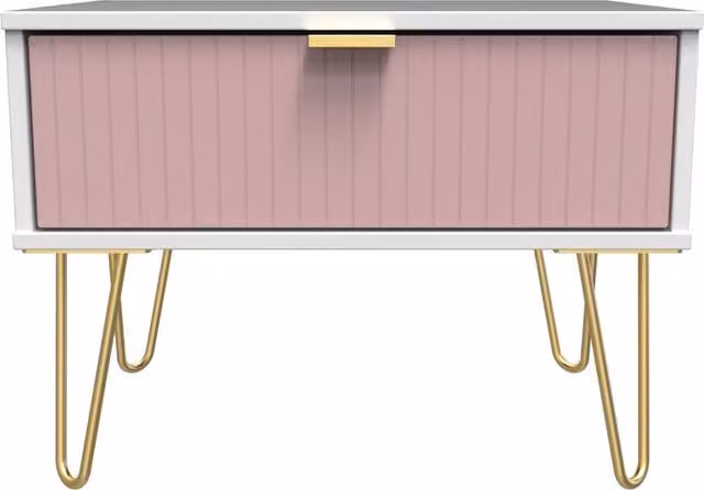 2 U Bexley Ready Assembled 1 Drawer Wide Side Table in Pink and Gold – 1