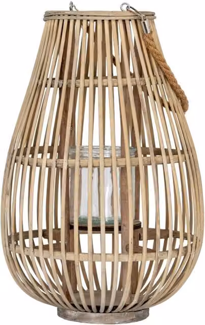 KDMD Medium Ellipse Lantern with Glass Holder in Brown