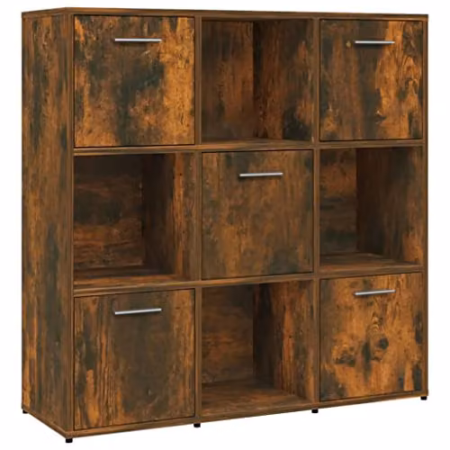 vidaXL Modern Book Cabinet in Smoked Oak, W/D/H: 90 x 30 x 90 cm