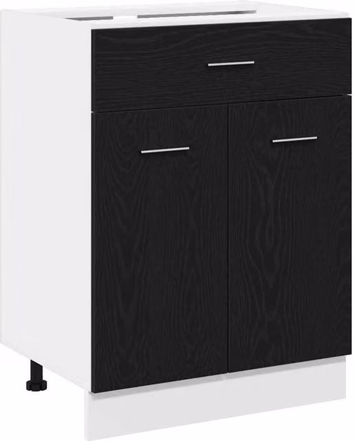 Berkfield Home Black Oak Drawer Base Cabinet W: 60 cm, D: 46 cm, H: 81.5 cm