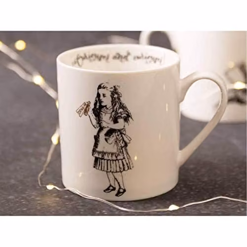 V&A Alice in Wonderland Bone China Mug in White and Gold, 350 ml – 2
