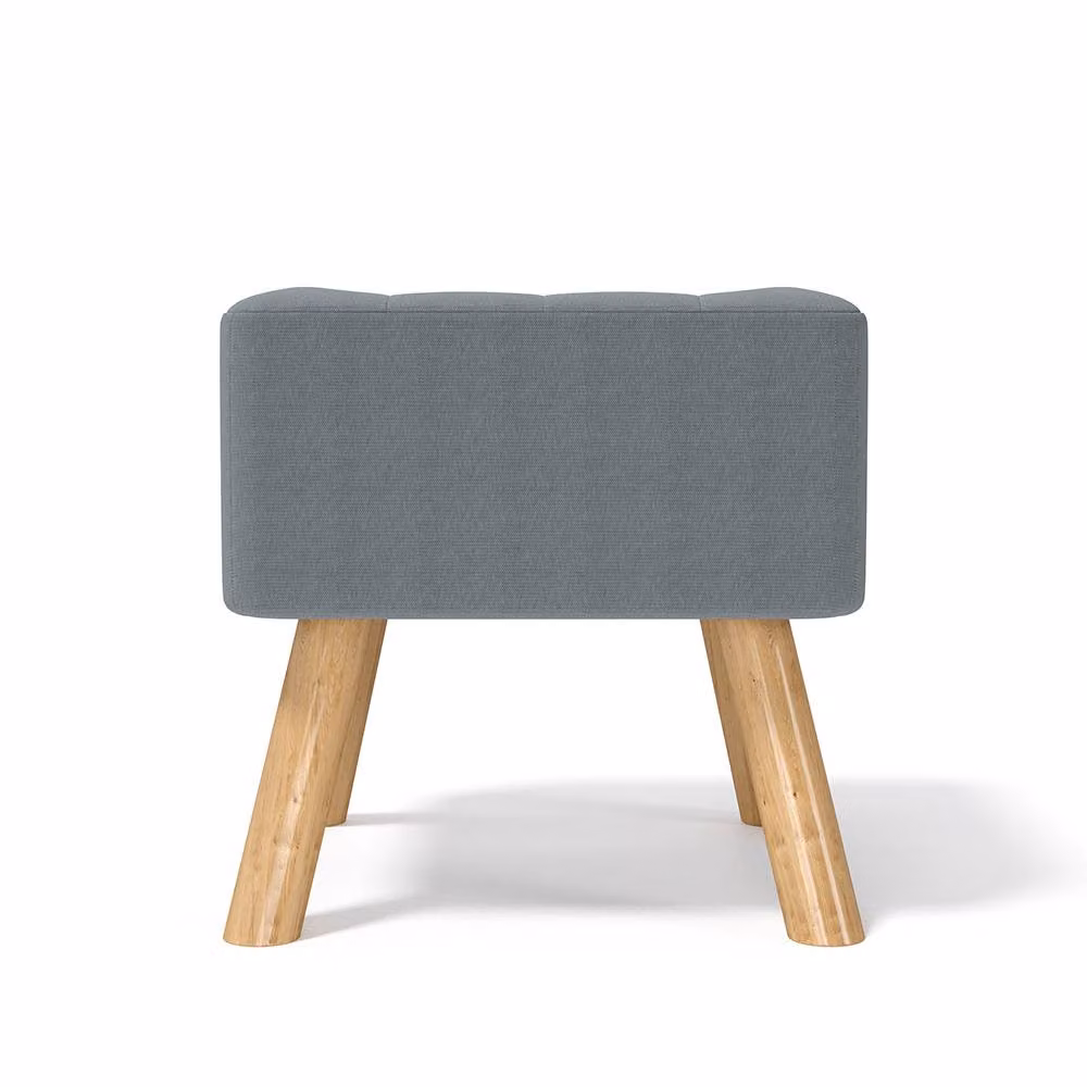 Garden Sanctuary Grey Linen Fabric Padded Footstool with Wooden Legs – 2