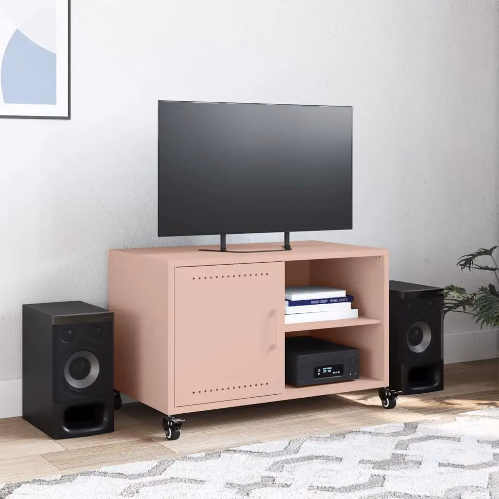 Berkfield Home Modern Pink Matt Metal TV Cabinet W/D/H: 68 x 39 x 43.5 cm – 3