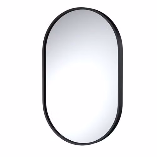 Balterley Oval Framed Rectangular Bathroom Mirror, Wall Mounted, Matt Black, W: 50 cm, H: 80 cm