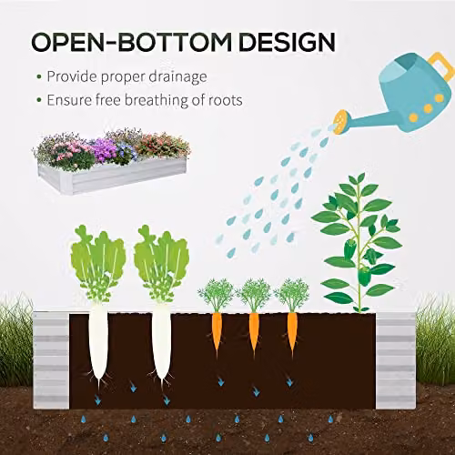 Outsunny Raised Garden Bed with Greenhouse and Transparent Window, W/D/H: 157.5 x 95 x 92 cm – 4