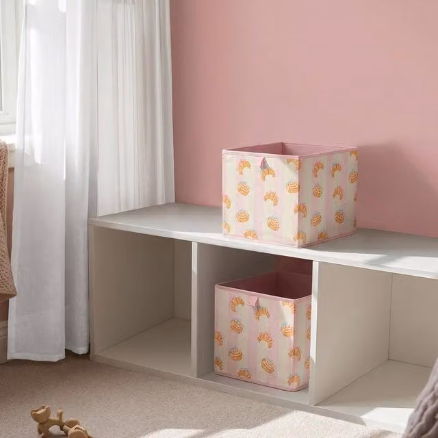 OHS 2 Pack Kids Printed Folding Cube Toy Organisers in Pink