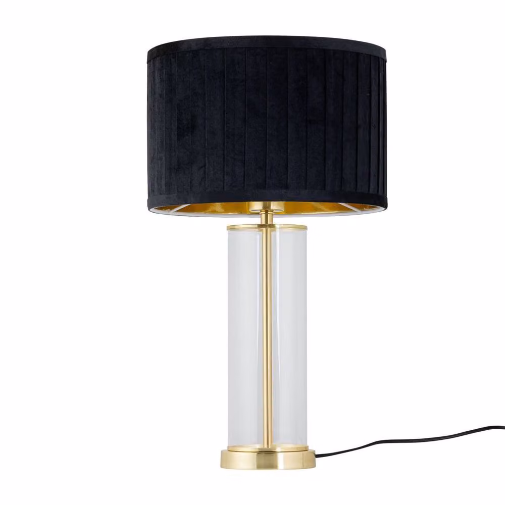 First Choice Lighting Aura Set of 2 Table Lamps in Satin Brass and Black with Velvet Shades – 2
