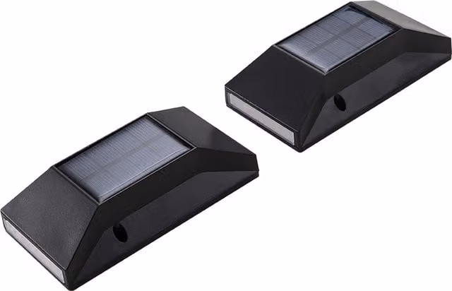 Livingandhome Set of 2 Black Solar-Powered Modern Outdoor Wall Lights with Warm White Up and Down Lighting